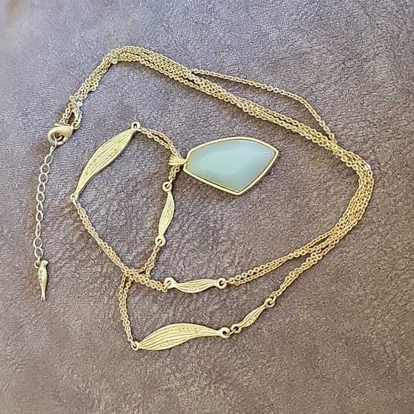 Chloe & ISABEL Double Chain Aventurine Freeform Pendant Necklace - Picture 2 of 7